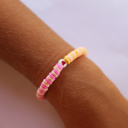 PULSERA DISCOS  "CORAZÓN DE FUEGO"